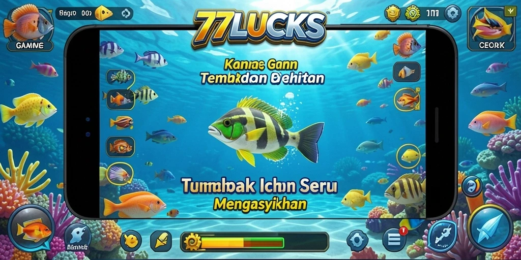 Tangkapan layar menampilkan aksi seru dalam game Tembak Ikan.