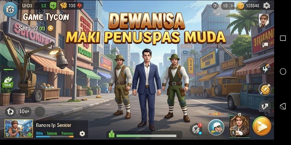 Tampilan permainan DEWANUSA yang dinamis dan menarik dalam dunia Tycoon.