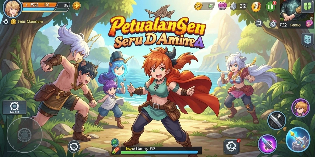 Tangkapan layar gameplay F32 dengan karakter anime yang menawan.
