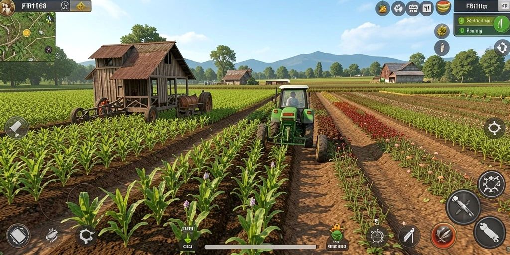 Tangkapan layar gameplay FB168 menampilkan aktivitas pertanian yang mengasyikkan.