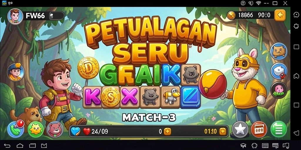 Tangkapan layar game FW66 yang menunjukkan aksi mencocokkan item.