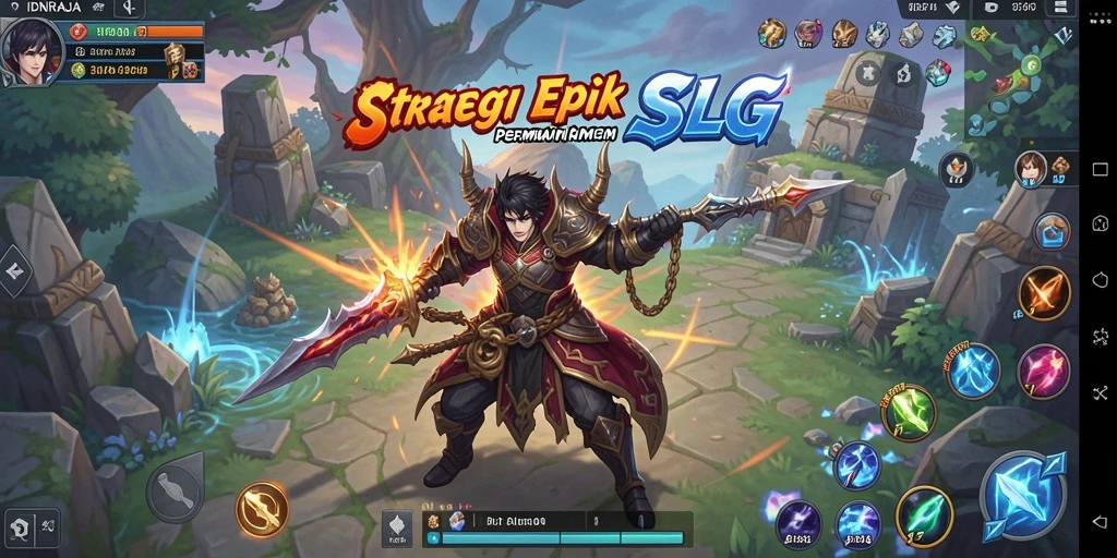 Tangkapan layar <strong>IDNRAJA</strong> menunjukkan aksi pertempuran yang epik dan strategi mendalam.