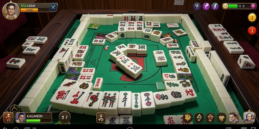 Tampilan gameplay KAGANDAN dengan ubin Mahjong mendebarkan.