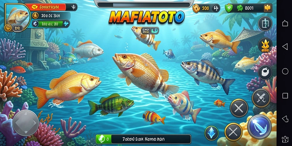Gameplay seru MAFIATOTO saat menembak ikan.