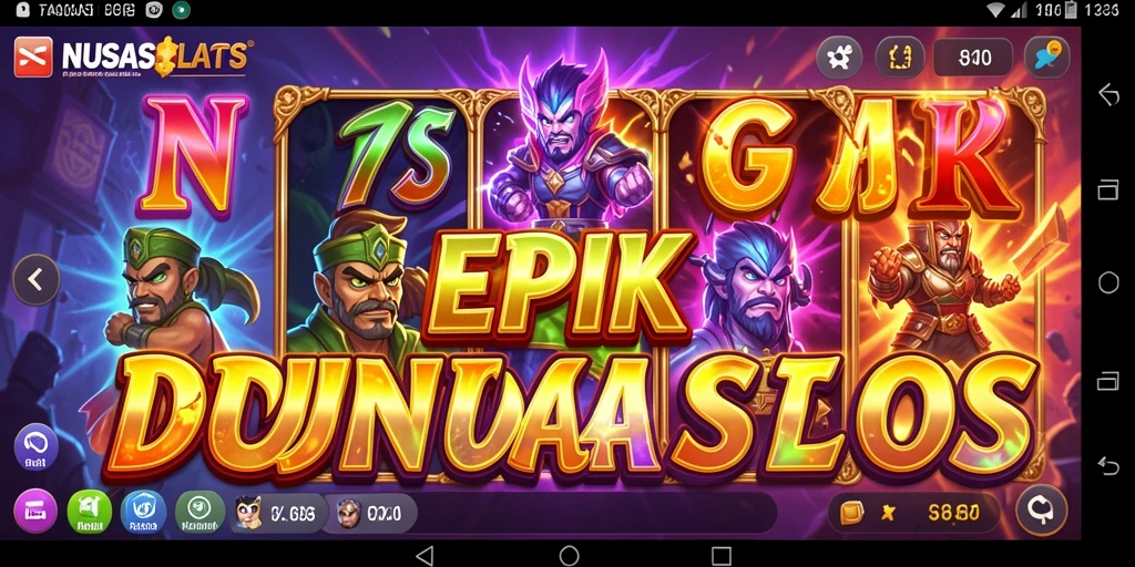 Tampilan gameplay NUSASLOTS dengan pertarungan yang seru dan mesin slot.