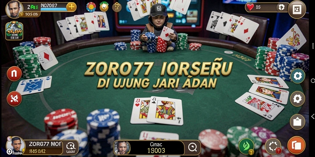 Gameplay Poker menarik di ZORO77 dengan antarmuka yang memukau.